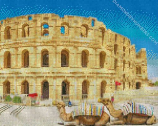 Tunisia Amphitheatre Camels Diamond painting
