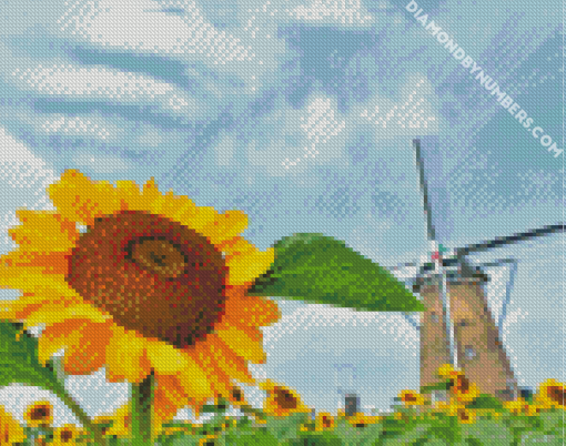Ducth Windmill and sunflower diamond paintings