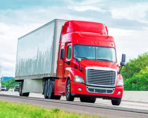 Red Semi Truck diamond paintings