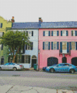 Rainbow Row Charleston SC diamond paint