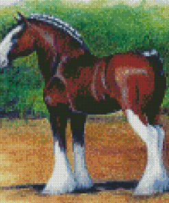 Brown Clydesdale Horse diamond paint