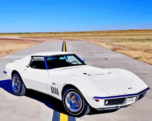 White Chevrolet Corvette ZL1 Diamond Painting