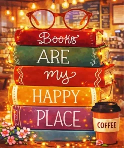 Books Are My Happy Place 5D Diamond Painting