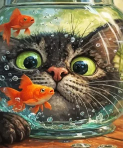 Cat And Fish 5D Diamond Painting
